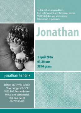 Geboortekaartje Jonathan